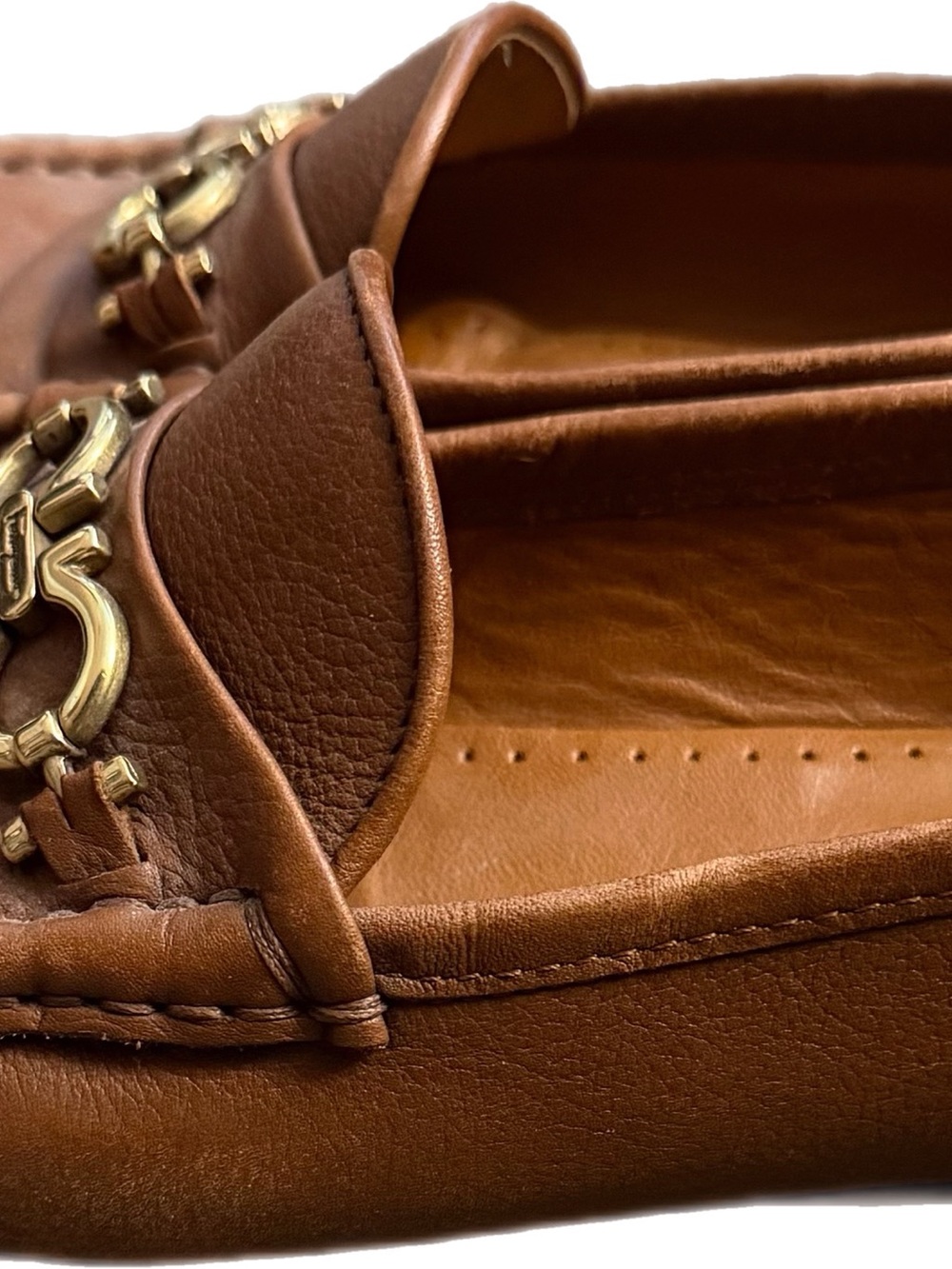 Women’s Salvatore Ferragamo Cognac Leather Bit-Detail Loafers size 7c - Picture 2 of 7